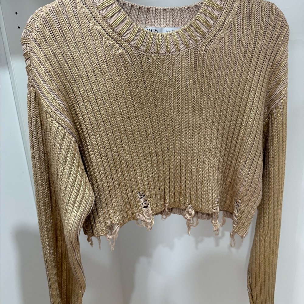 Zara Distressed Knit Sweater
